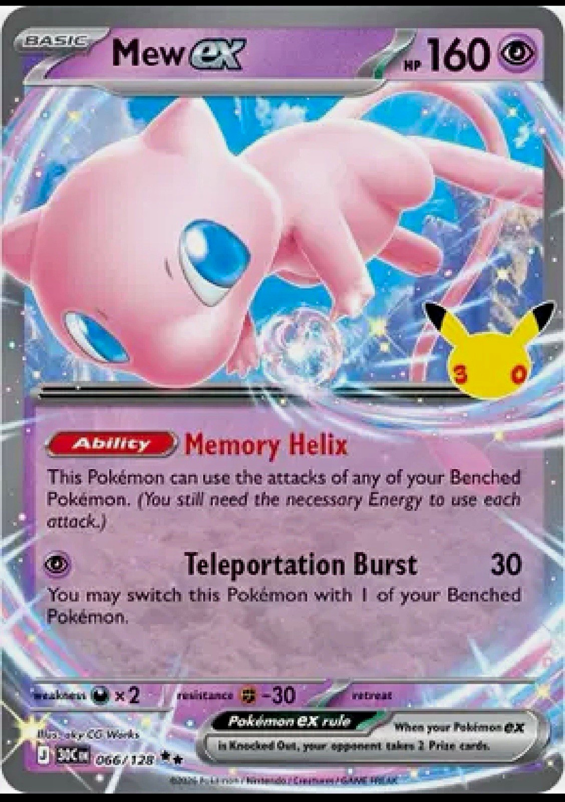 Pokemon TCG Mew EX 066/128 30th Anniversary Holo GERMAN/GERMAN Edition