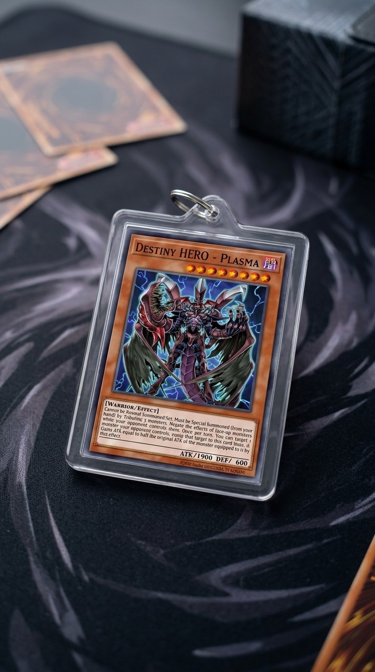 Destiny Plasma YuGiOh Mini TCG Card In Acrylic Keychain Case Custom Collectible