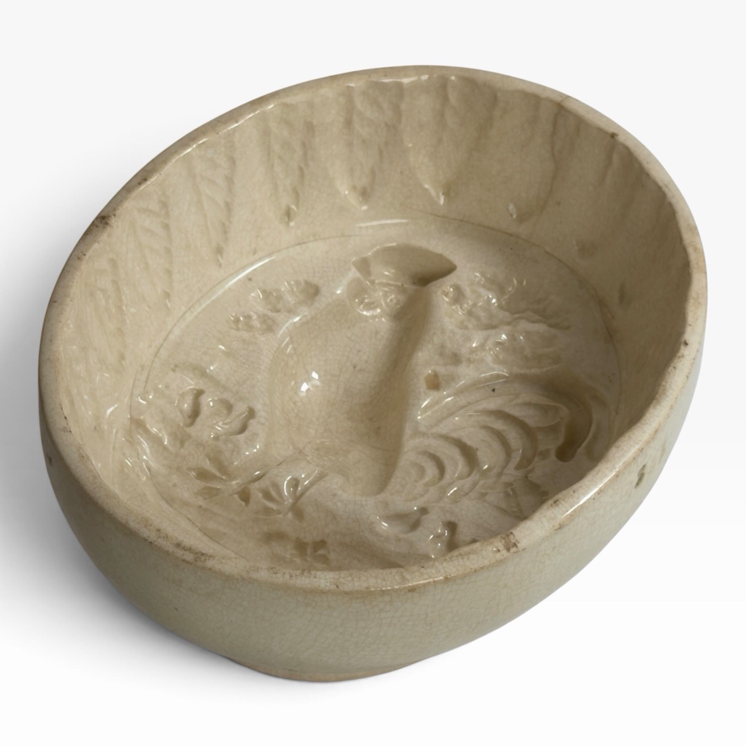 Rare Antique C. Wedgwood Creamware Rooster Jelly Mould Kitchen Decor 1820s UK