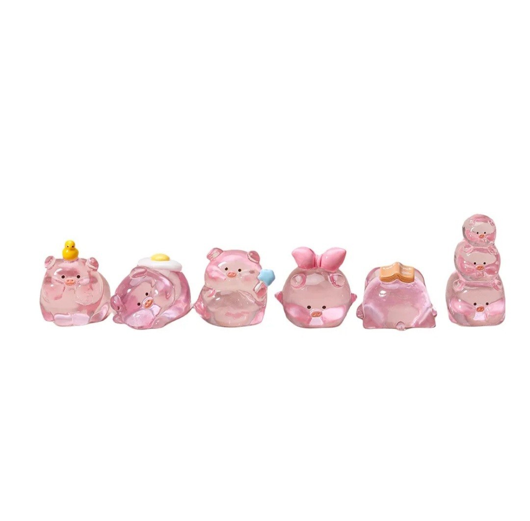 Miniature Piglets Set of Vintage Tiny Pigs Glass Pink Set Of 2