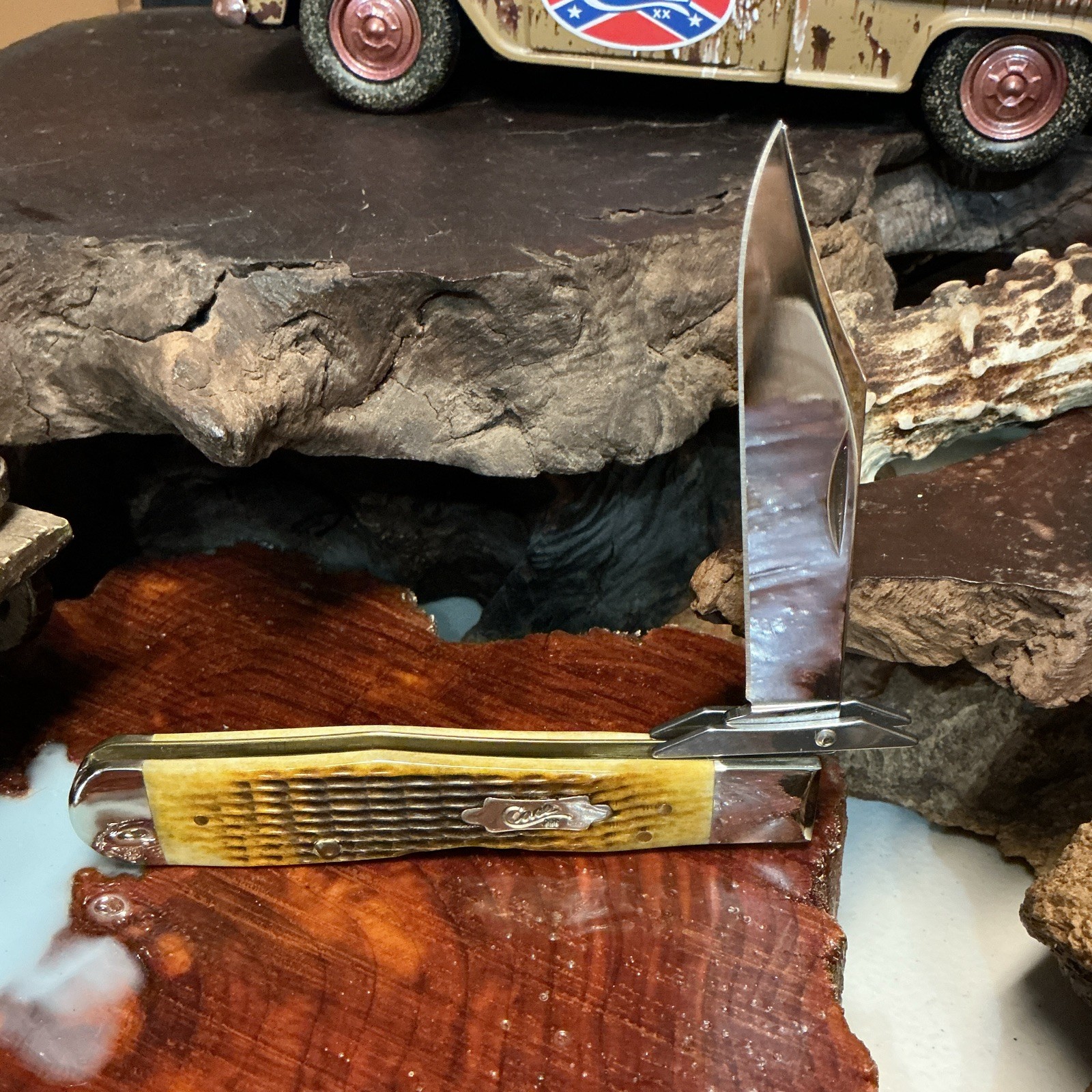 Case XX Antique Bone Rogers Corn Cob Jig Cheetah (52836)