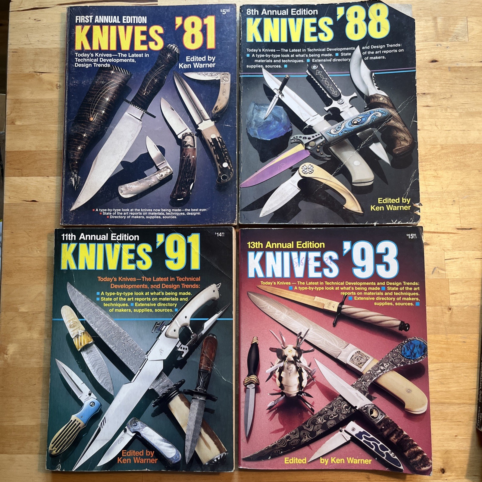 Lot of 4 KNIVES ANNUAL EDITIONS, Ken Warner 1981 1988 1991 1993