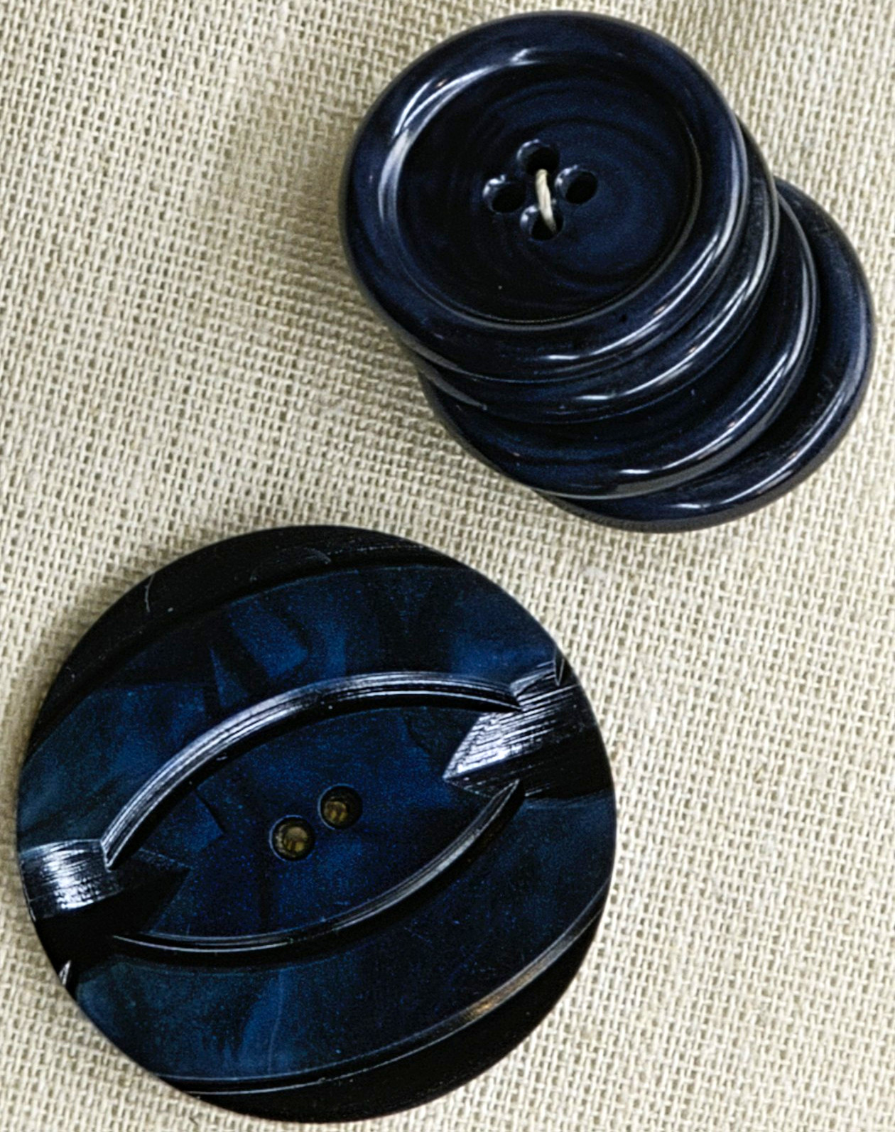 Vintage 1940s French Blue Marbled Casein Art Deco Overcoat Buttons Mixed Lot 5