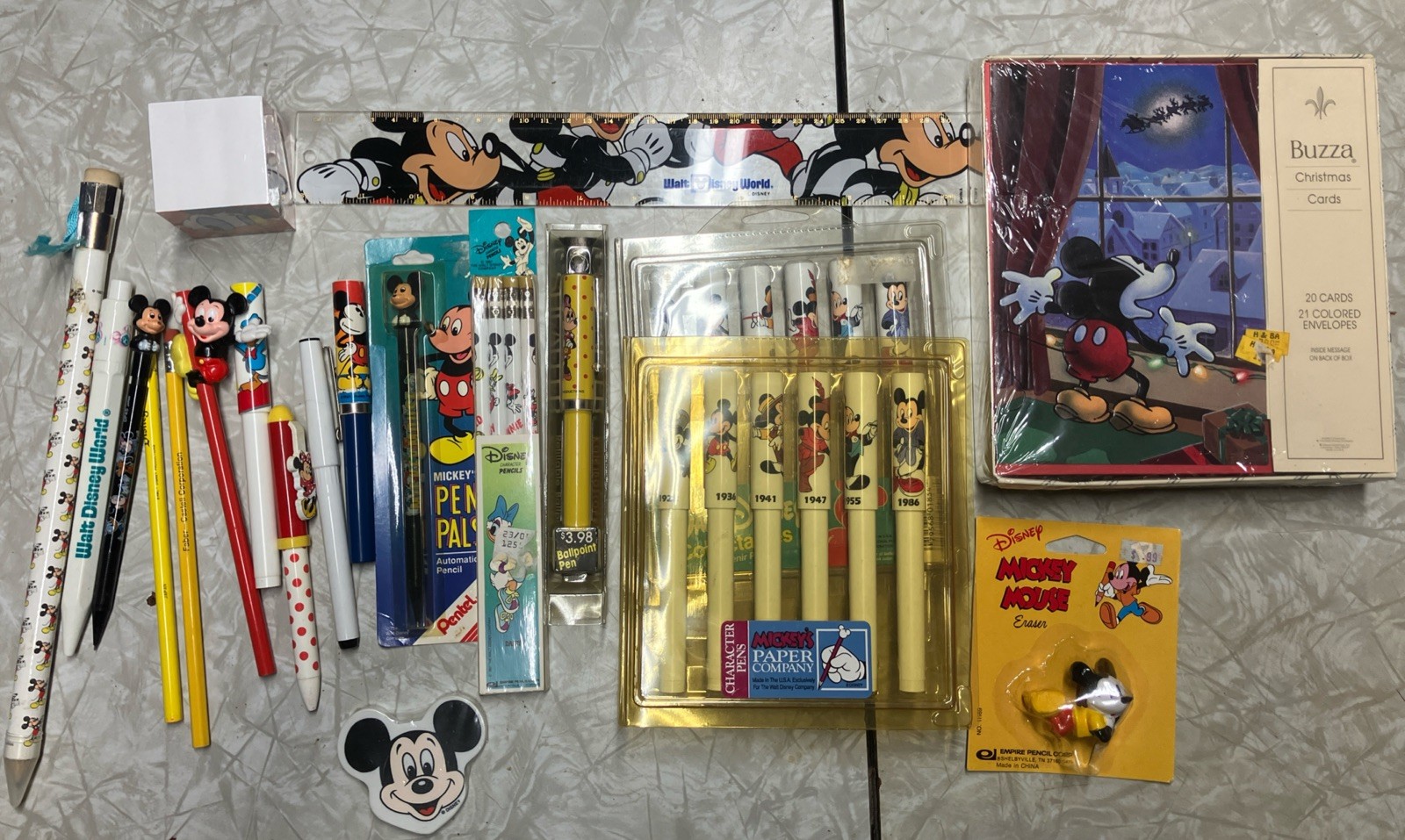 Vintage Disney Mickey Mouse Pens Pencils Markers Eraser