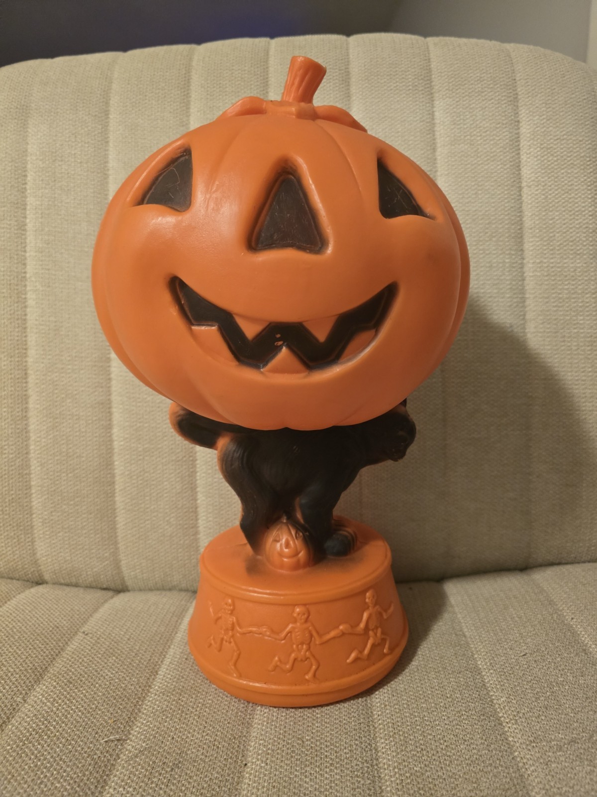 Vintage 1969 EMPIRE Halloween Pumpkin Black Cat Jack O Lantern