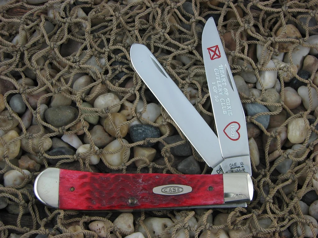 Case Cutlery 1991 Heart of Dixie Dark Red Bone Trapper with TruSharp steel 6254