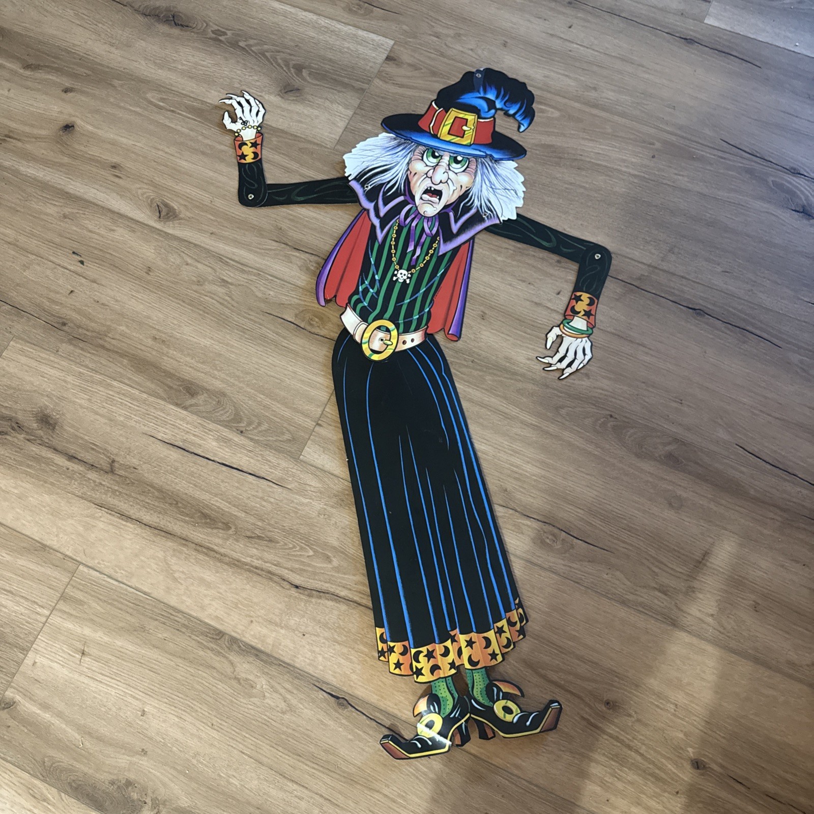 Vintage BEISTLE 41” Halloween Disco WITCH Jointed Hinged Diecut Decoration