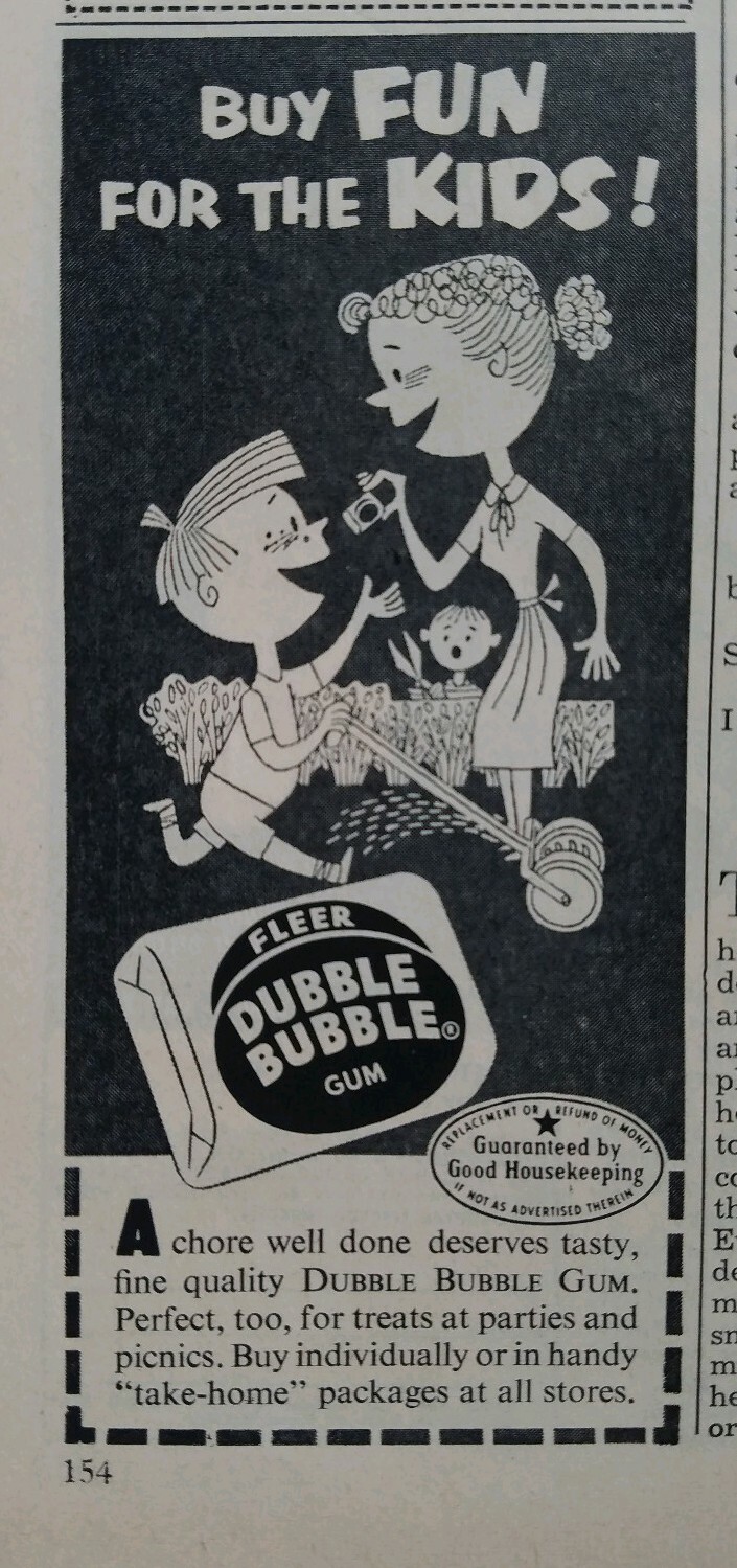 1955 Fleer Dubble Bubble chewing gum buy fun for the kids vintage