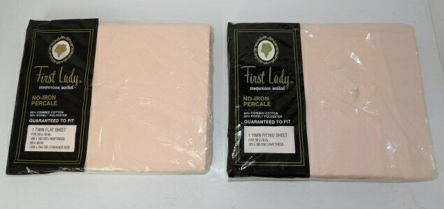 Vintage First Lady No Iron Percale Twin Sheet Pink - 1 Flat 1 Fitted  NEW 