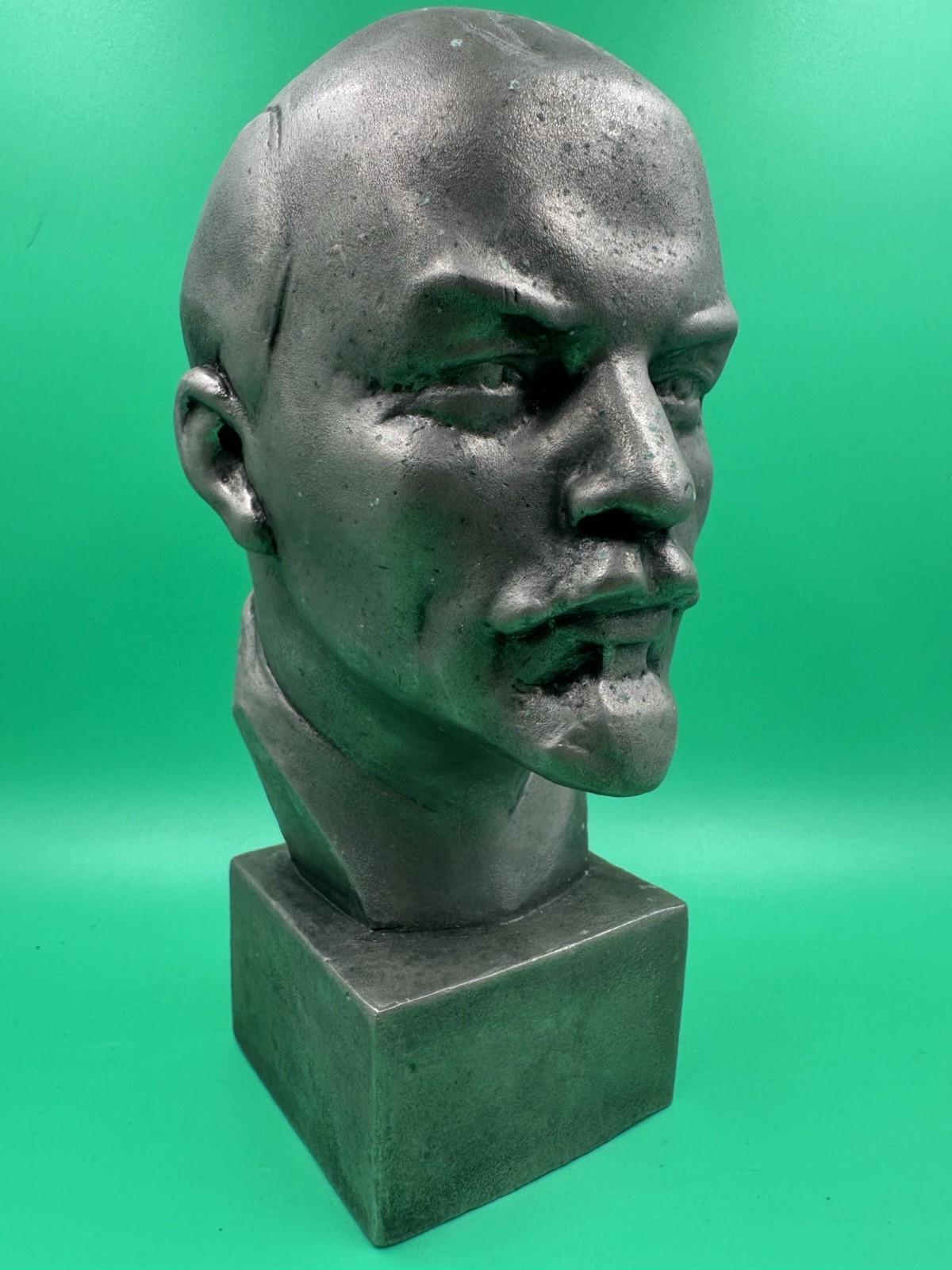 Vladimir Lenin Soviet Communism Bust Vintage Metal Statue Table Figurine USSR
