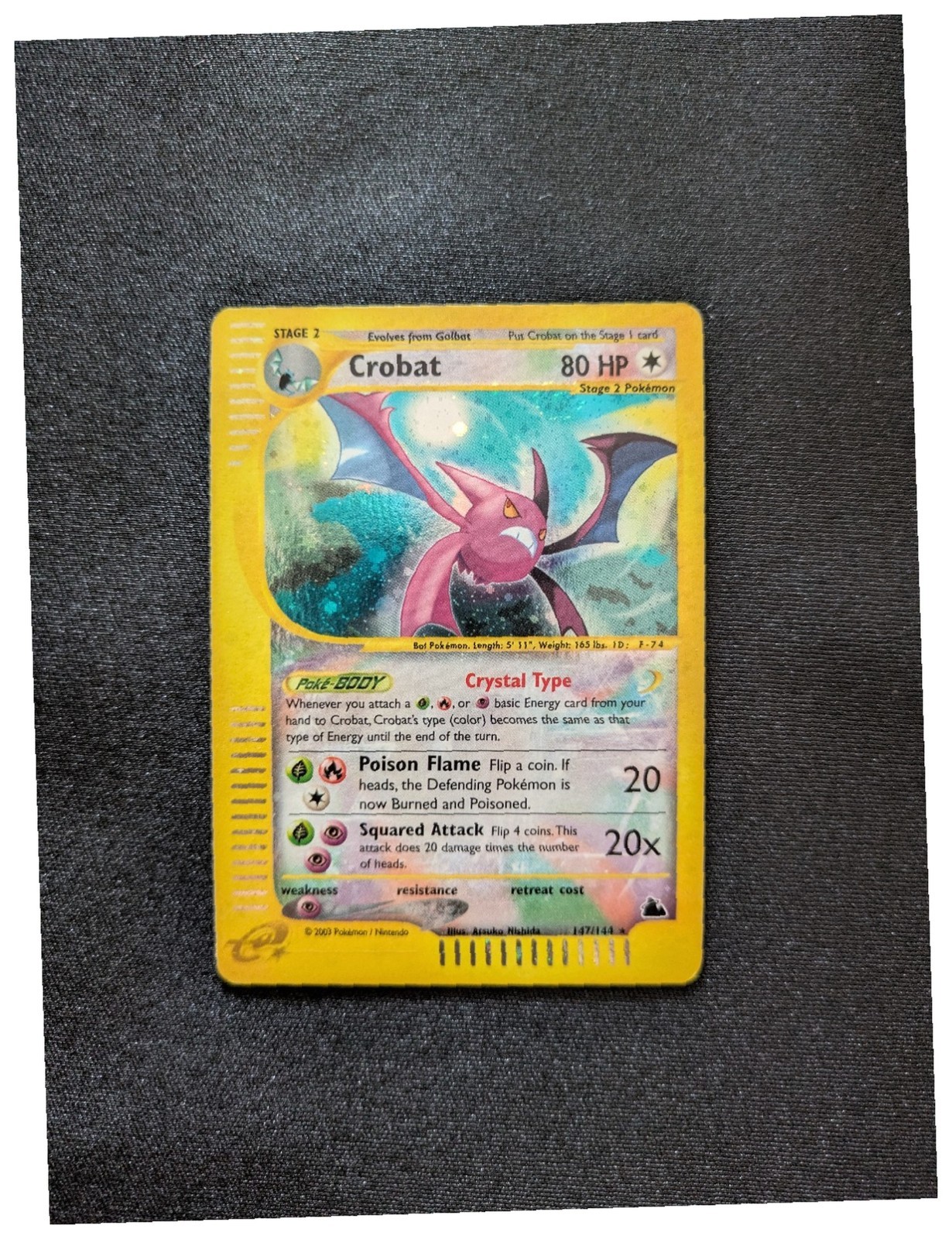 2003 Pokemon Skyridge Crystal Crobat 147/144 Holo English SWIRL