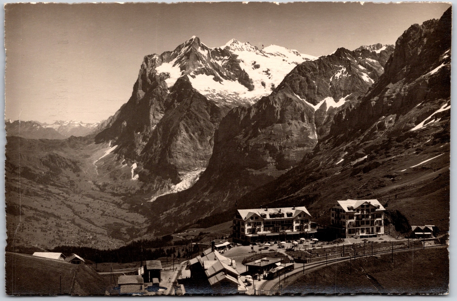 Kl Scheidegg Wetterhorn Mountain Building Residences Real Photo RPPC Postcard