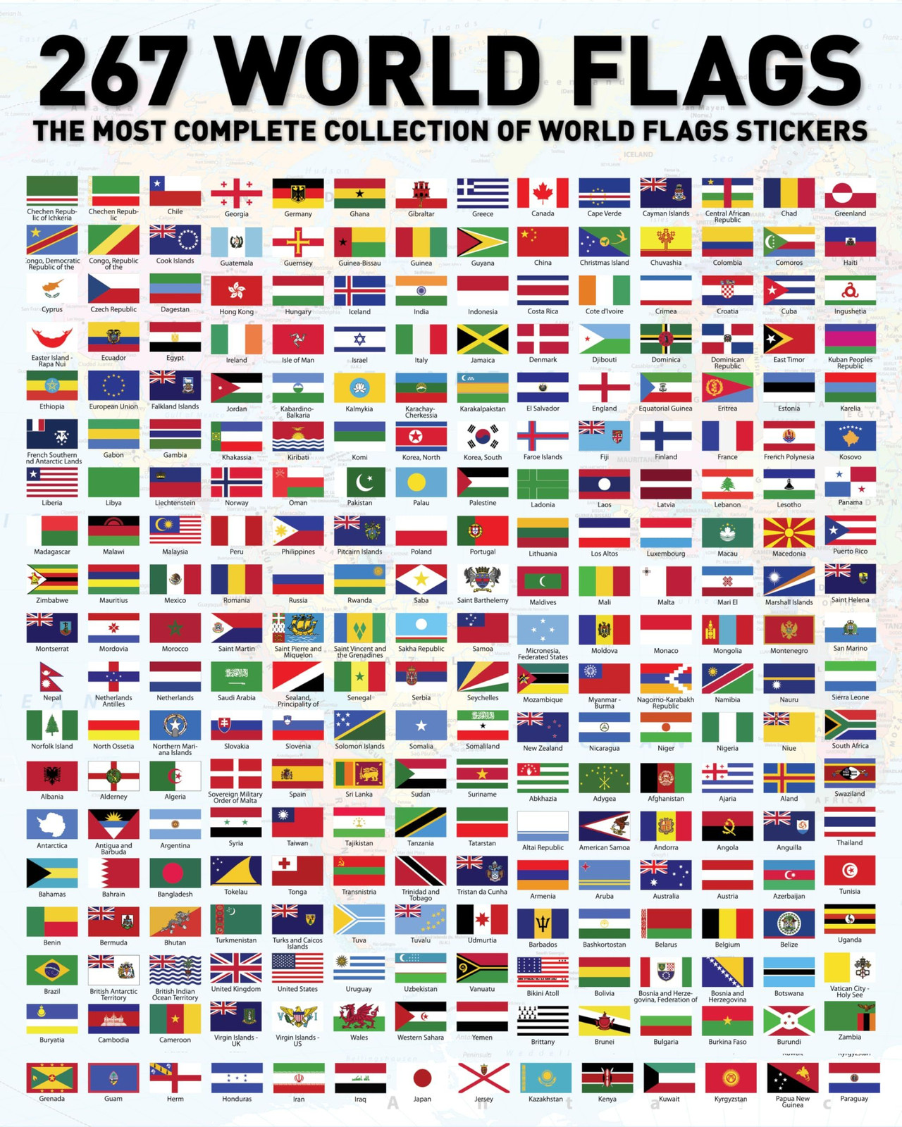 Flags of the World Stickers - Premium Country and 9x6, Multicolored Flags of the World Stickers - Premium Country and 9x6, Multicolored