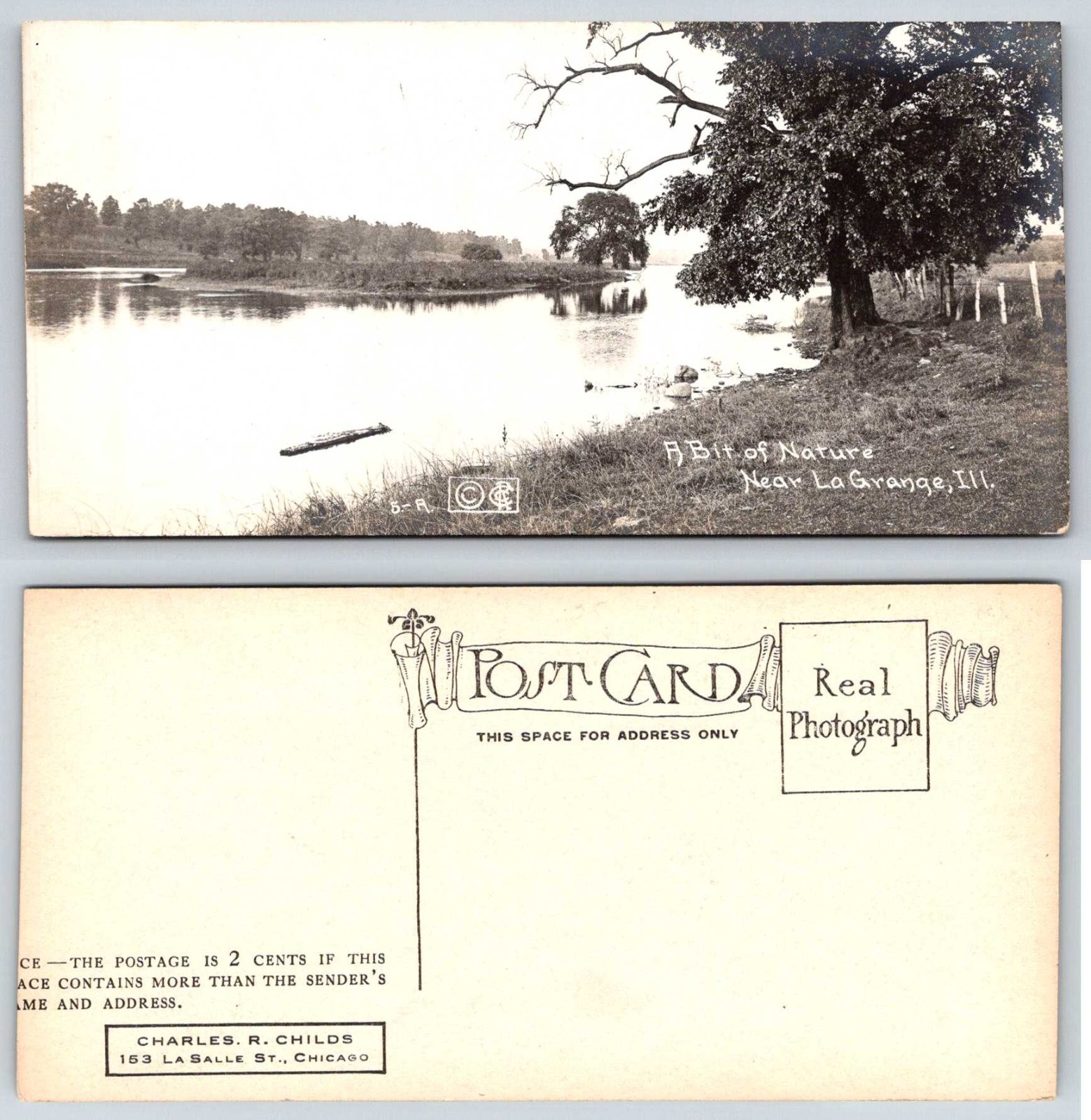 La Grange Illinois River Nature View Historic C R Childs RPPC Postcard BB103