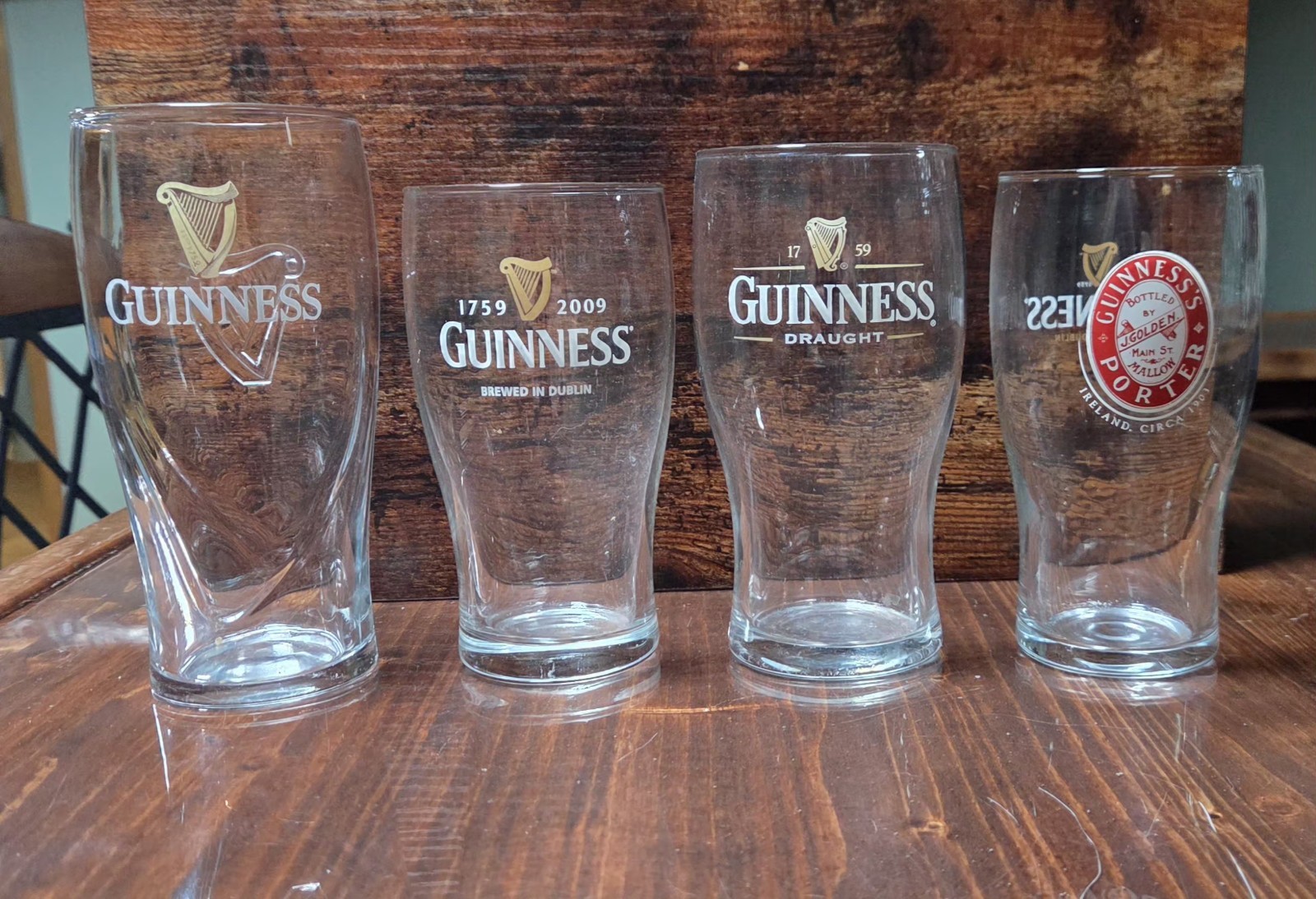 4 Mixed Guinness Tulip Pint Beer Glasses Ireland 16 oz & 20 oz 