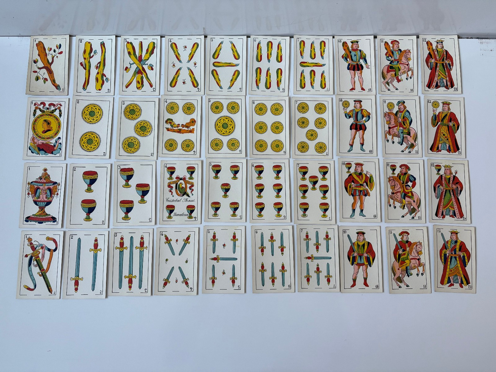 Antique Cristobal Masso Barcelona de Una Hoja Group of 40 Playing Cards