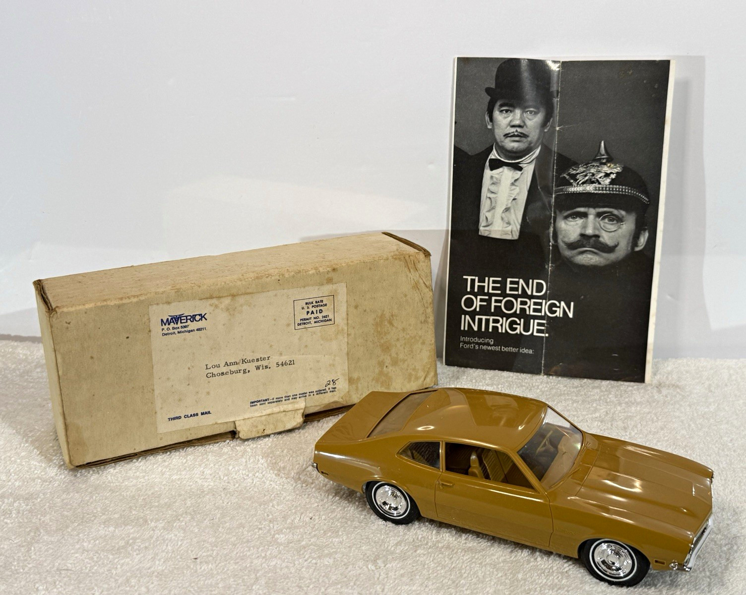 1970 Ford Maverick Original dealer promo car with box and promotional pamphlet