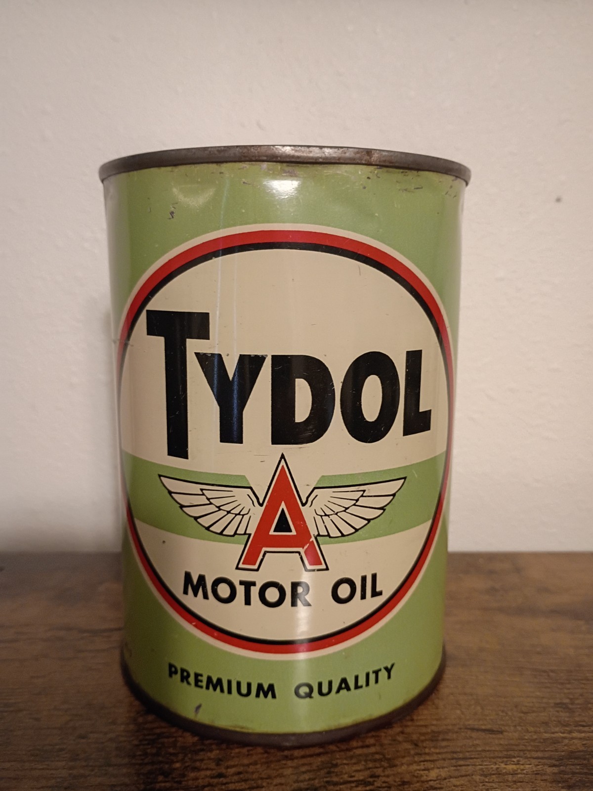 Green Tydol Oil Can Rare Vintage Empty