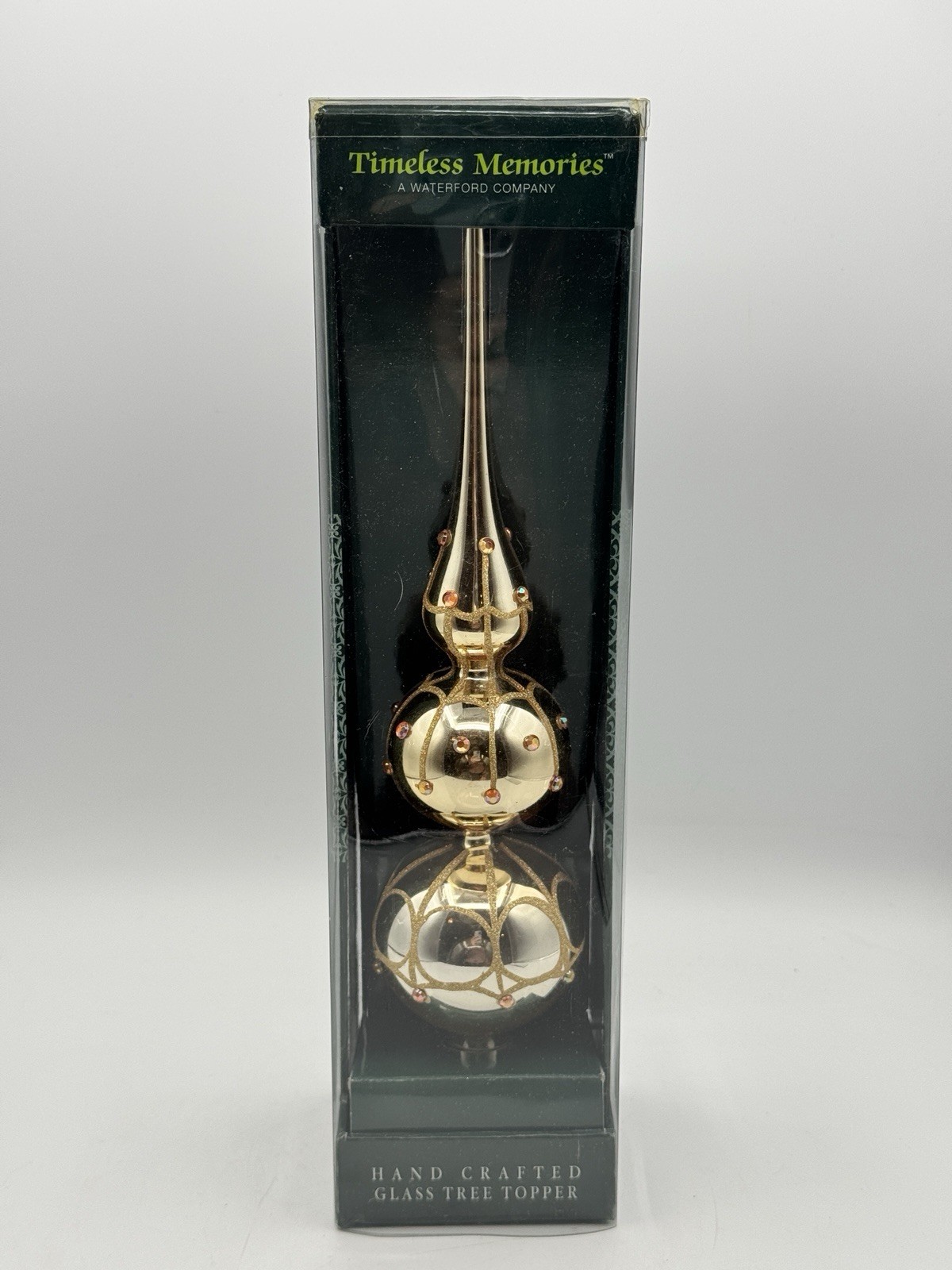 VTG 2003 WATERFORD Timeless Memories Hand Crafted Glass Christmas Tree Topper Go