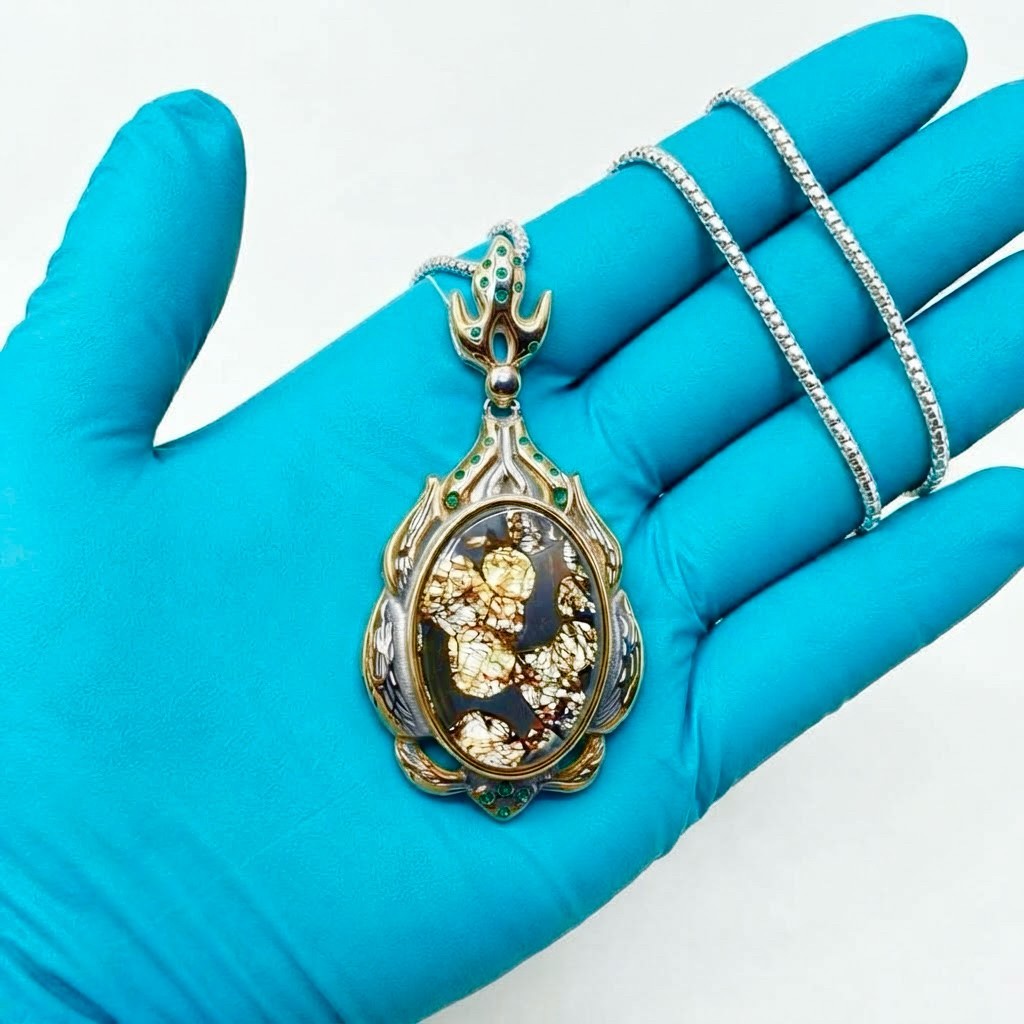 Sericho Pallasite Meteorite Pendant Space Jewelry Necklace With A Certificate