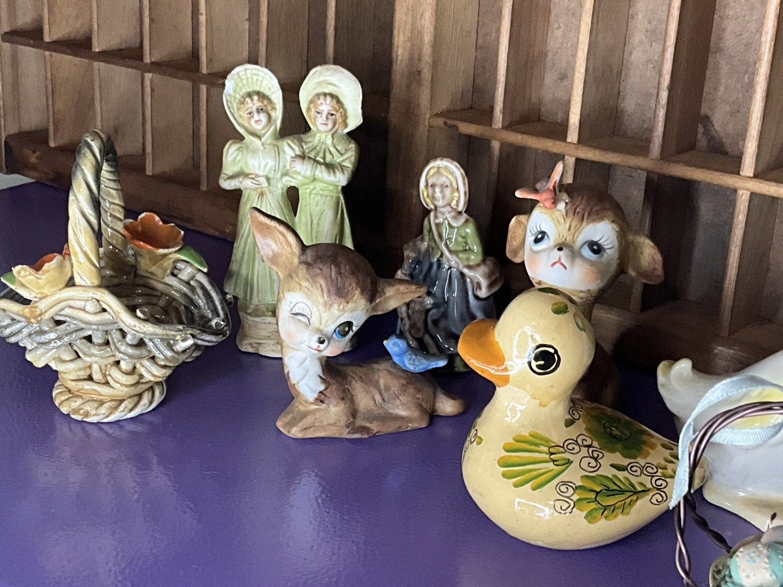 Vintage Ceramic Figurine Lot Deer Duck Goose Kitsch Cottagecore Animals 9pc