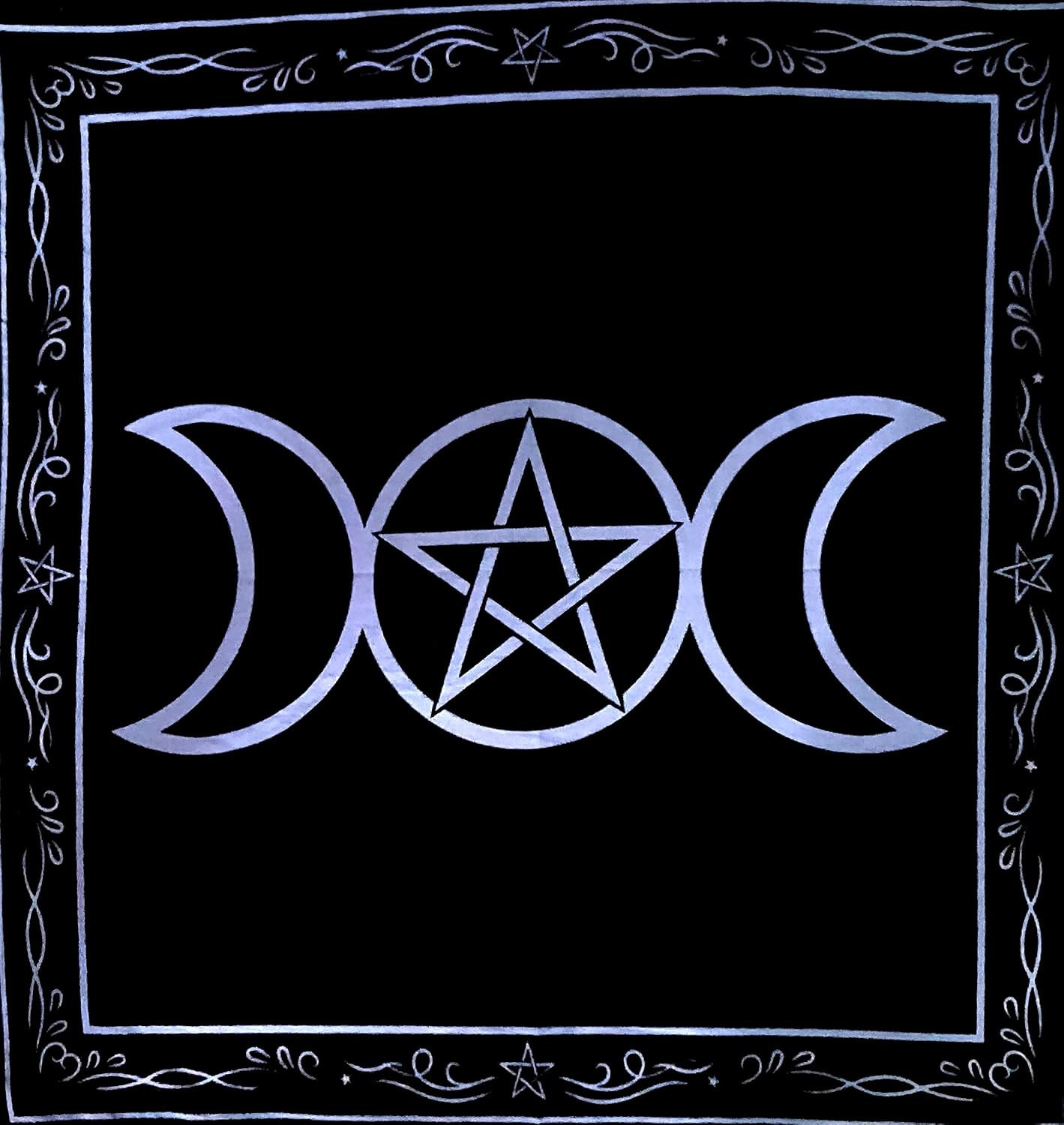 Altar Tarot Cloth: Triple Goddess 26 x 26 (Square) Triple Goddess Pentagram