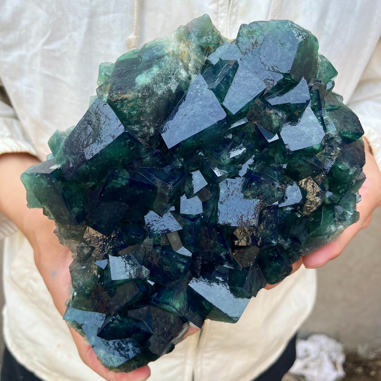 8.8lb NATURAL Green Cube FLUORITE Quartz Crystal Cluster Mineral Specimen