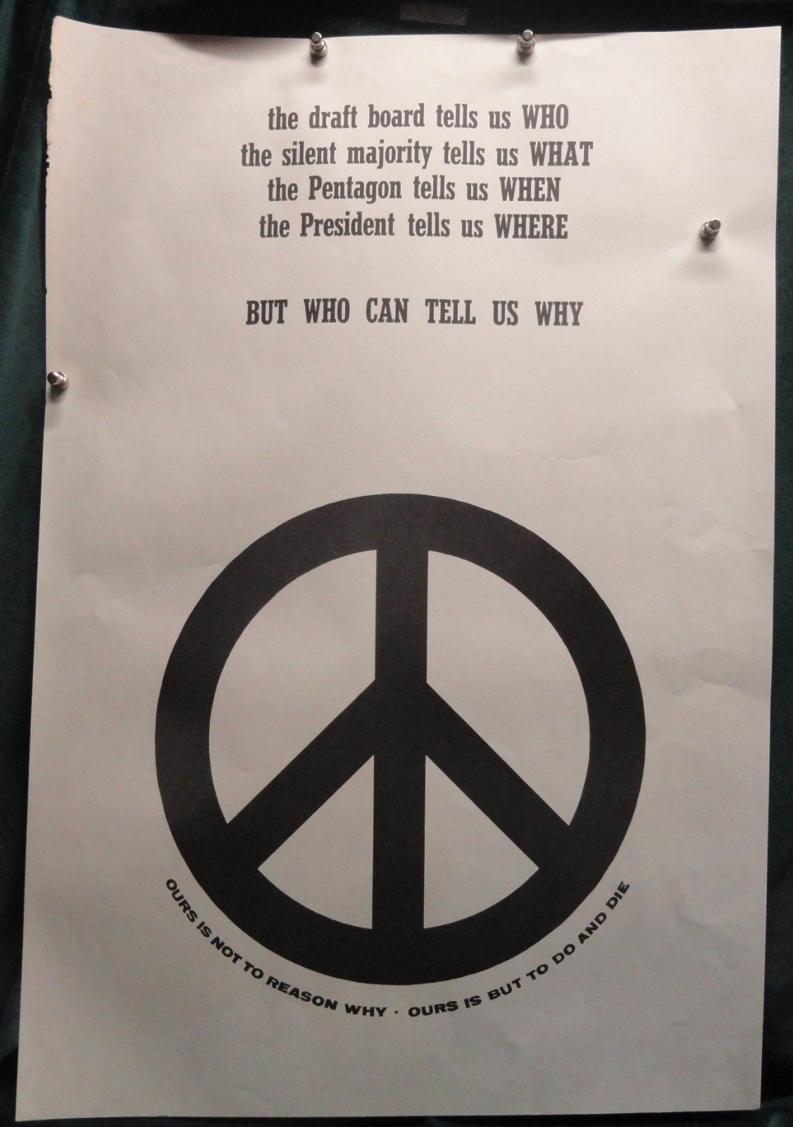 VERY RARE ORIGINAL late 1960s Anti-Draft Anti-Vietnam War Poster  19