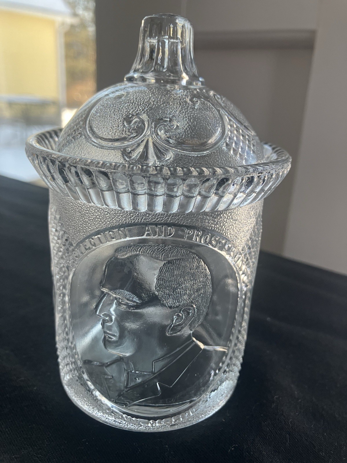 Atq EAPG 1896 William McKinley Campaign Glass Mug/Lid 