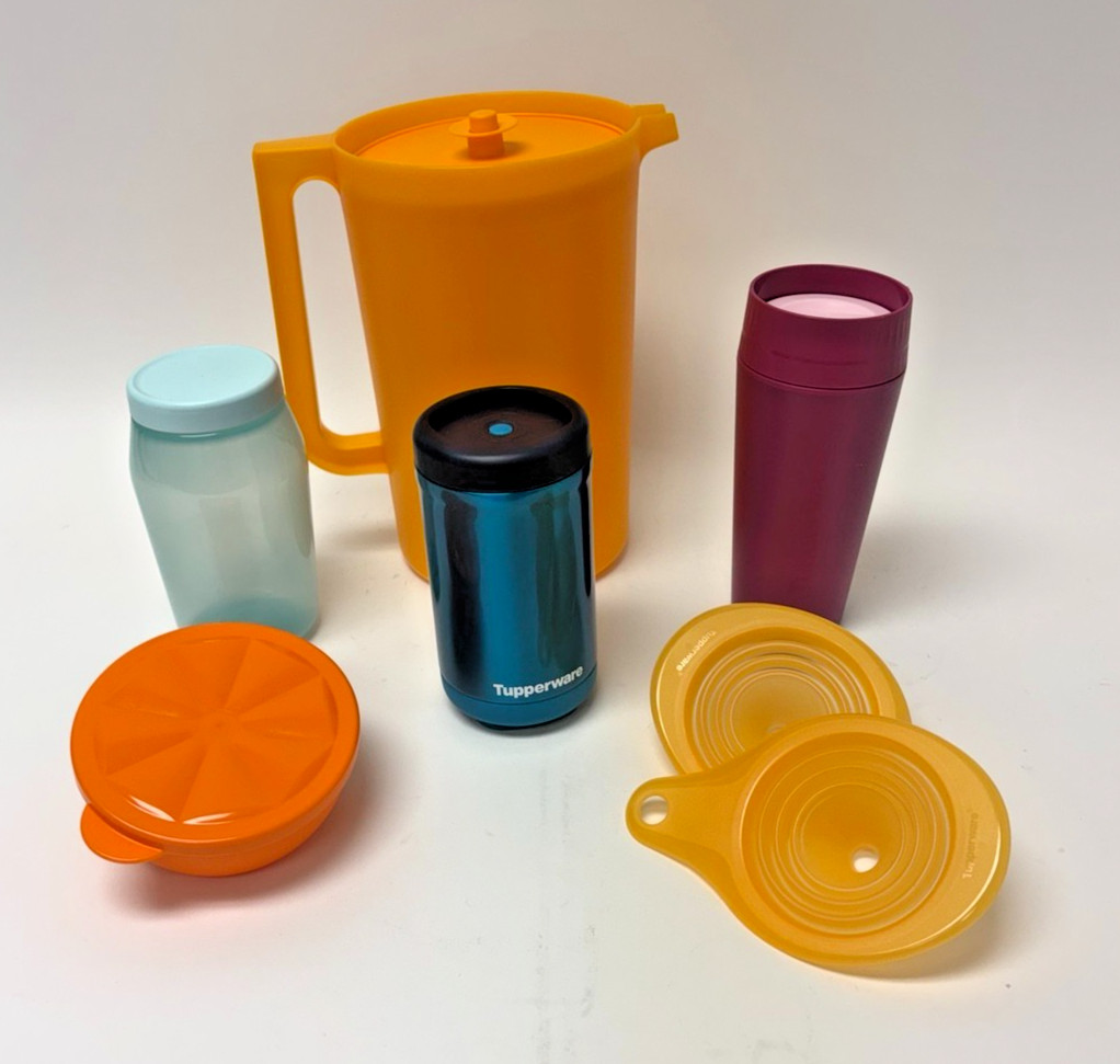 Tupperware Mixed Kitchen Set Pitcher Tumblers Containers Funnels NEW Colorful