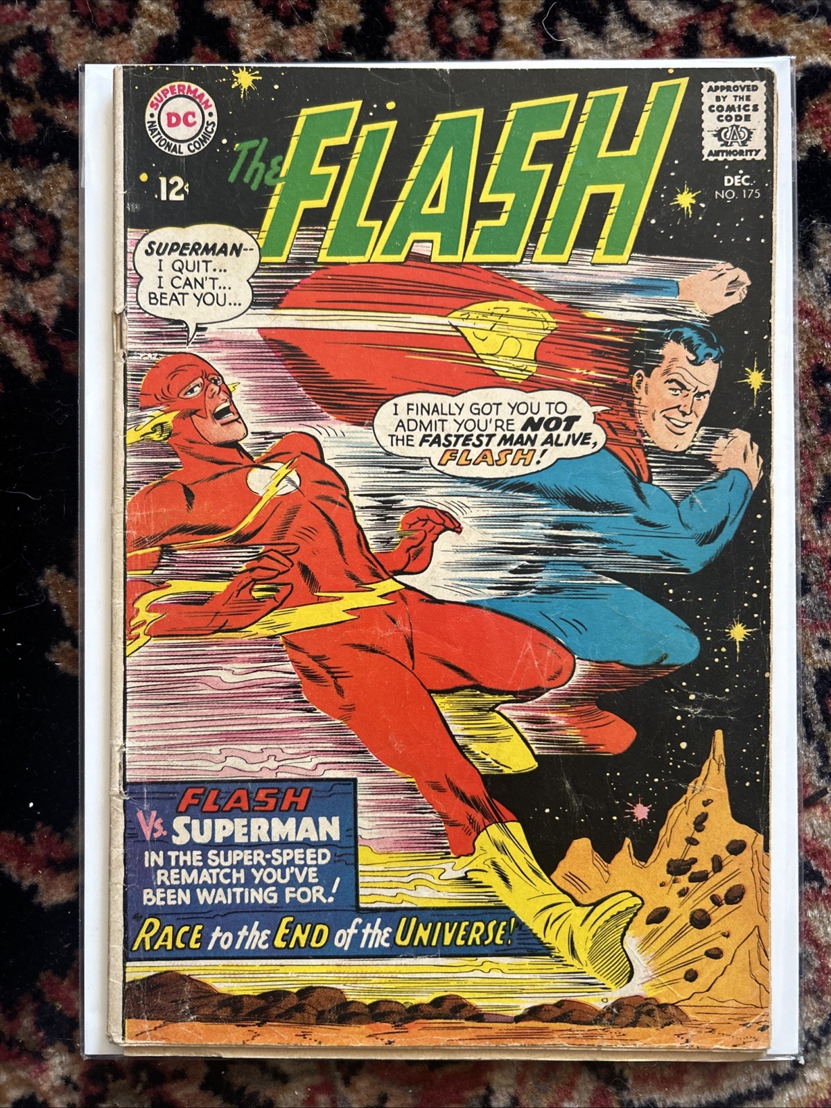 THE FLASH #175 (1967 DC Comics) KEY Classic Superman race ~ cover detached