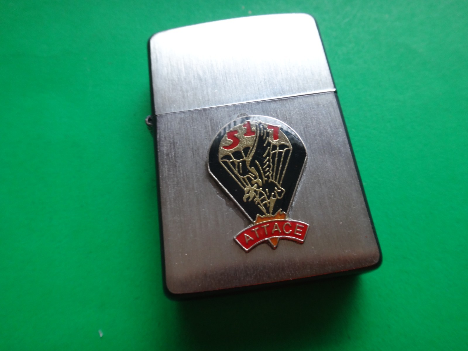 Year 2012 Brushed Chrome Zippo Lighter US 517th Parachute Infantry Regiment Logo