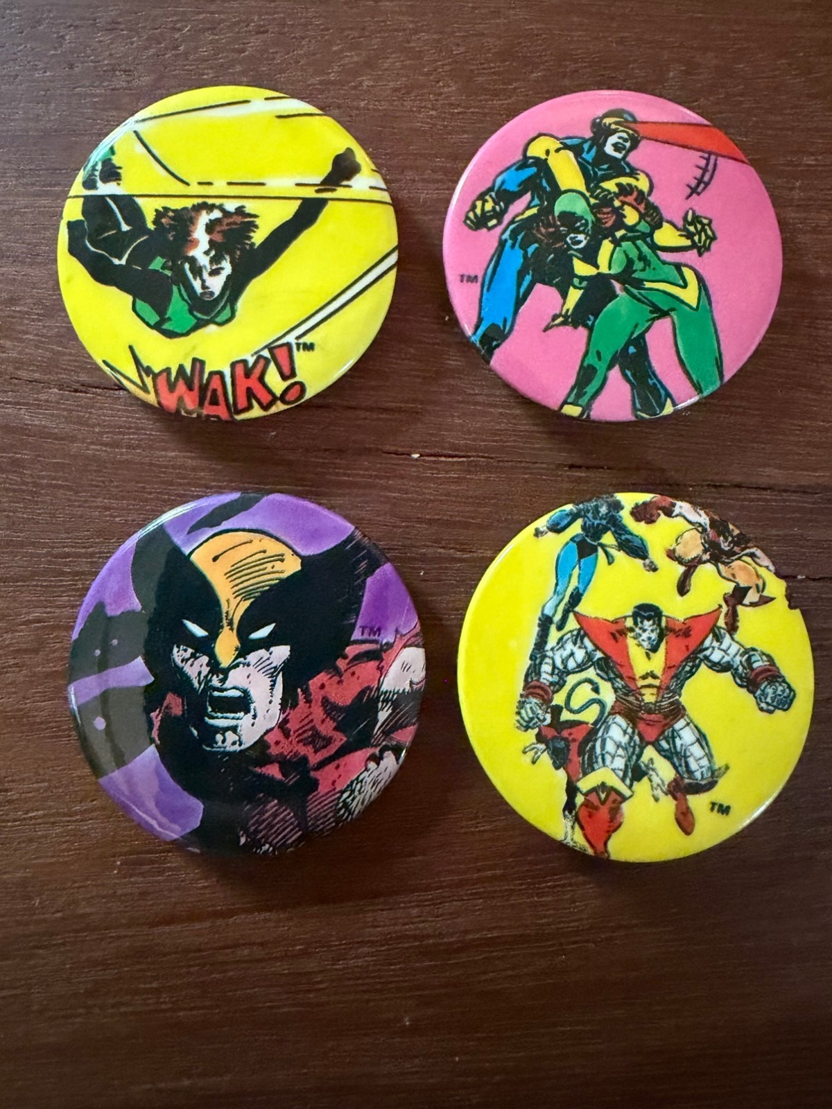 Rogue Wolverine X-Men 1986 Marvel 4-Pin Set Cyclops Colossus - Vintage NOS