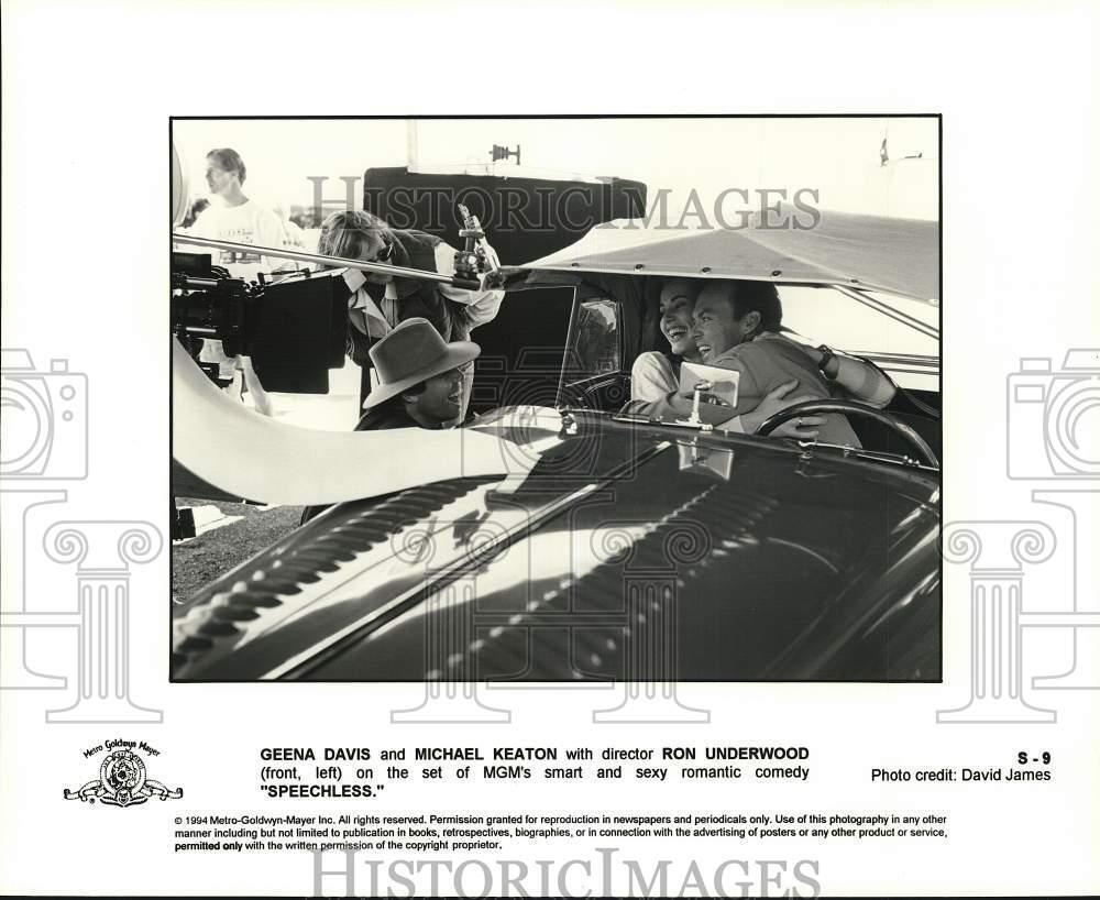 1994 Press Photo Geena Davis, Michael Keaton, Ron Underwood in \