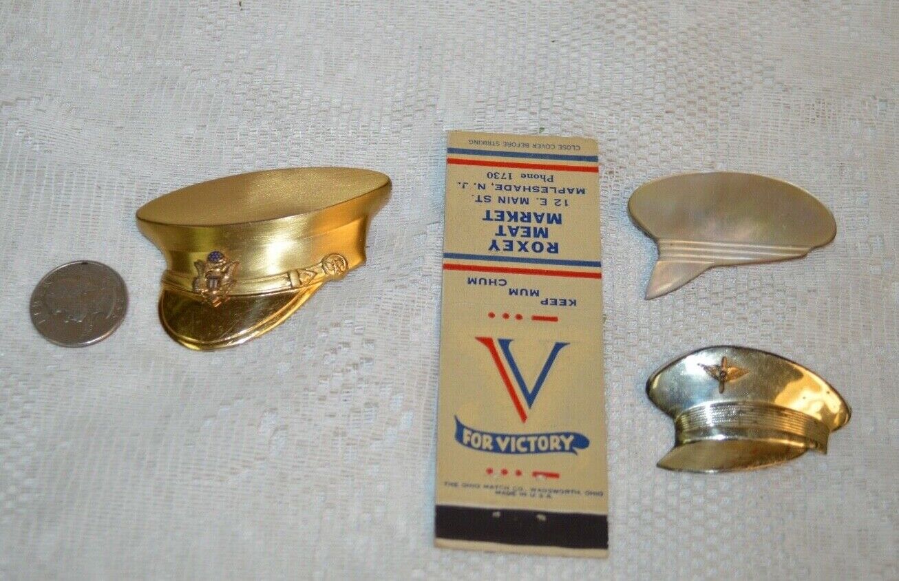 Three Vintage World War II Sweetheart Pins and For Victory Matchbook