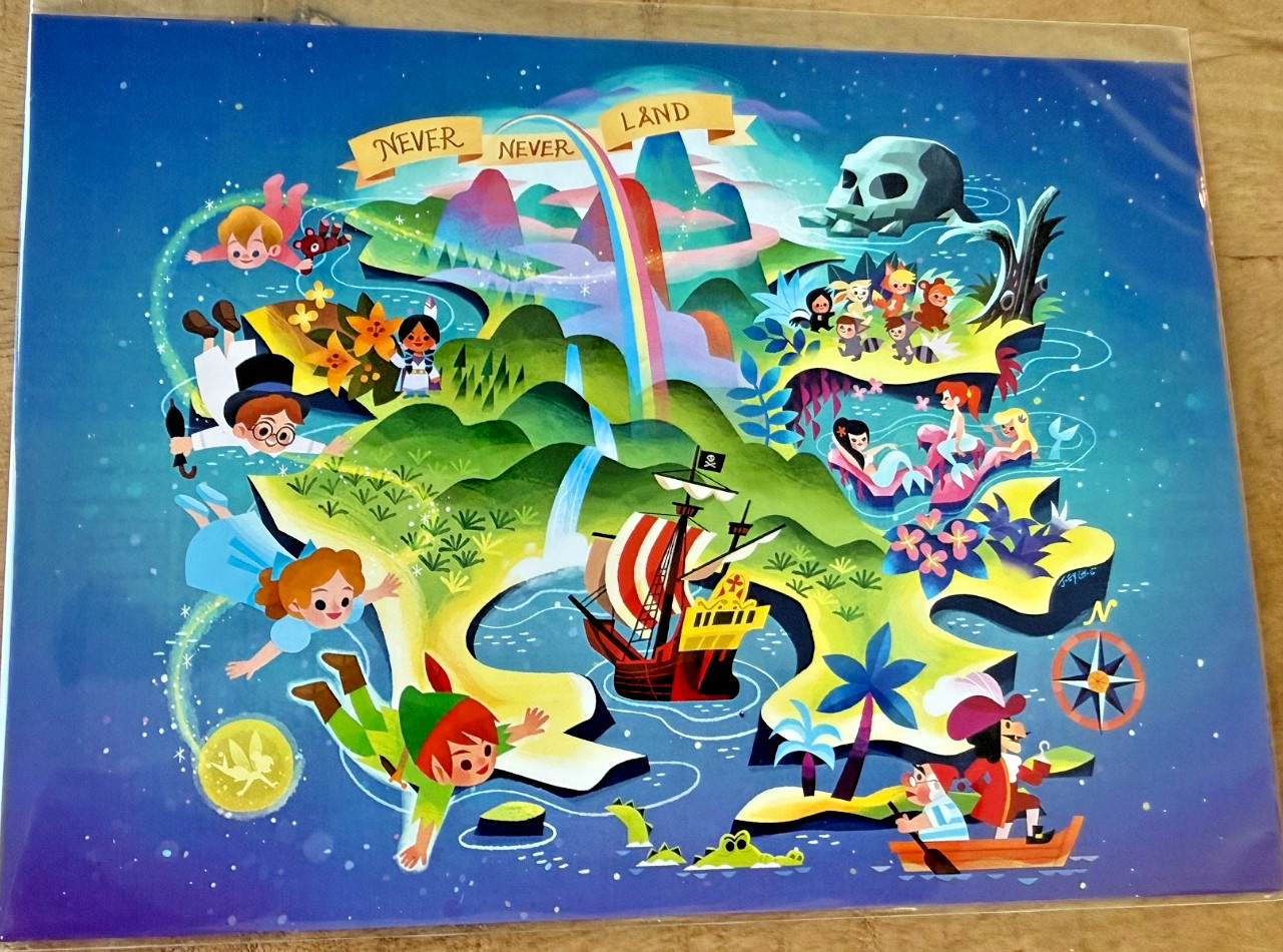 2026 Disney Parks Joey Chou The Map To Neverland Peter Pan 5x7