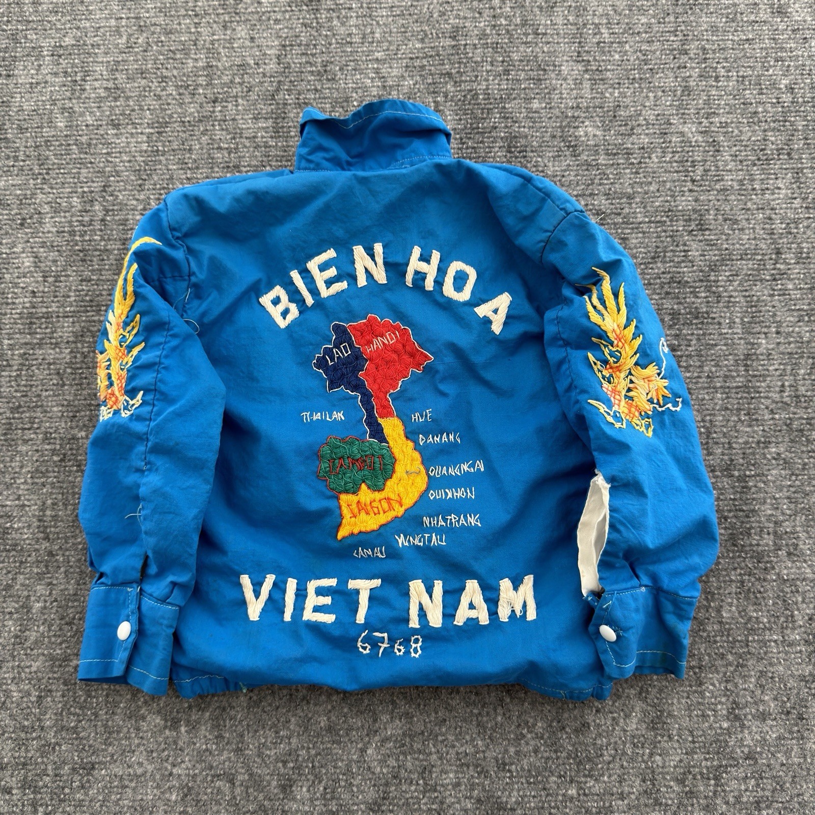 1967-1968 Vietnam War Souvenir Tour Jacket Bien Hoa Embroidered Kids Youth