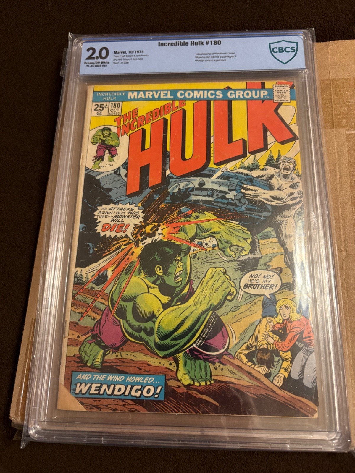 Marvel The Incredible Hulk 180 (1974) CBCS 2.0 Key Wolverine