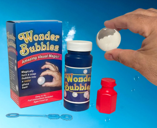 WONDER BUBBLES Clear Glass Ball Magic Trick Clown Kid Show Soap Changes Solid  