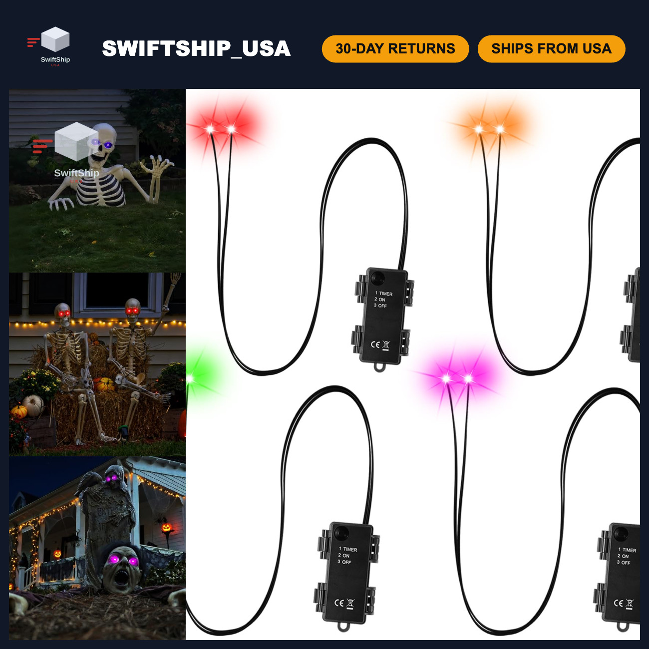 LED Glowing Eyes for Skeletons - Spooky Halloween Outdoor Decorations