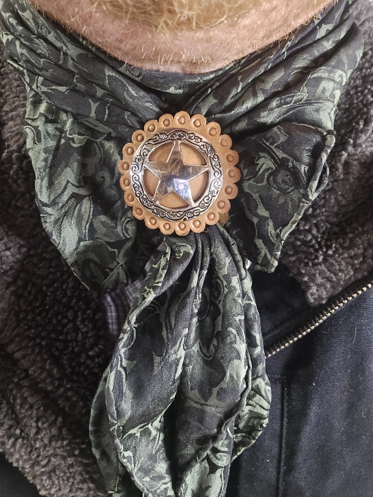 Wild Rag Slide Leather Rosette With Texas Lone Star Concho. Made In The USA 🇺🇸