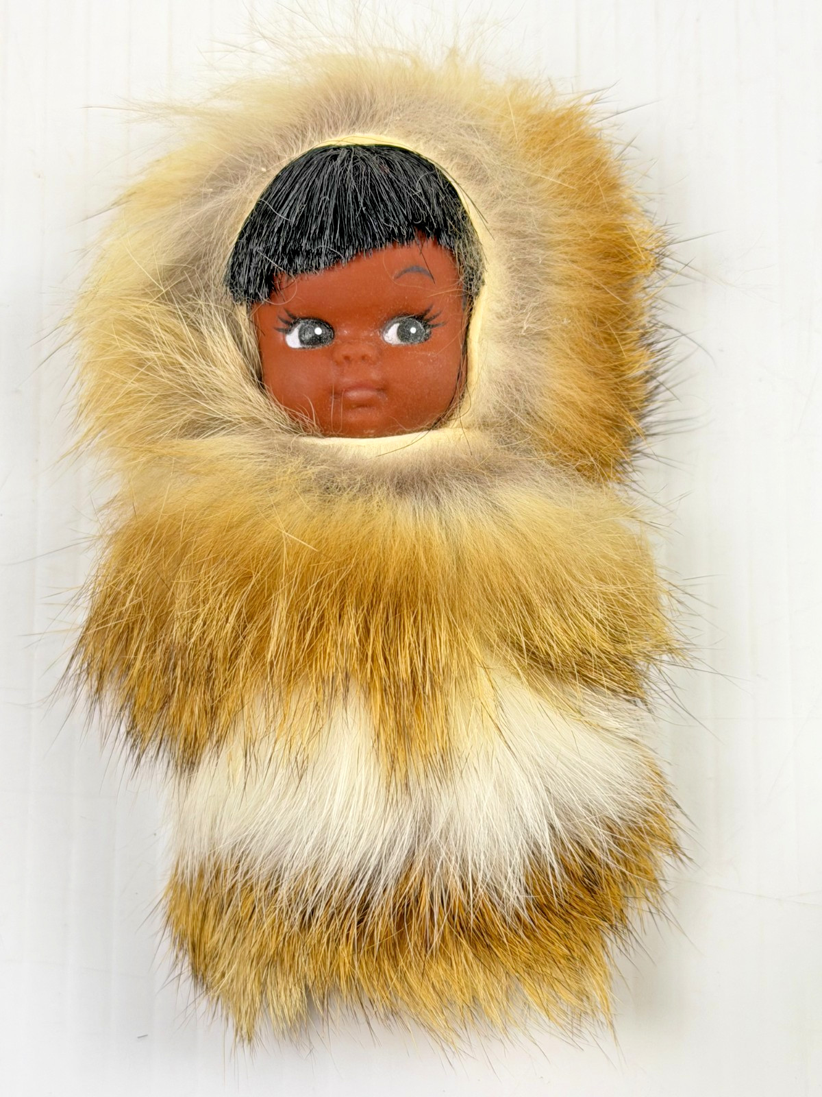 Cute Vintage Alaska Native Inuit Eskimo Doll Genuine Rabbit Fur Papoose
