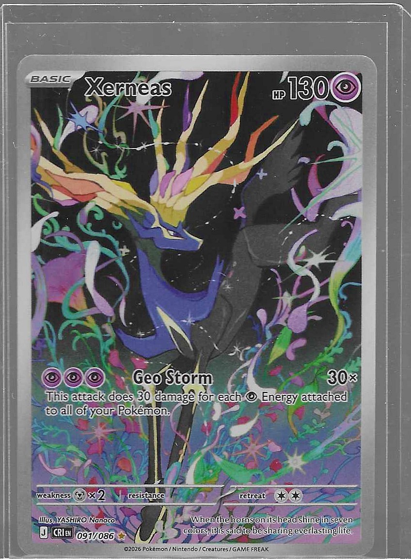 2026 Pokemon Chaos Rising Xerneas #091/086 Illustration Rare Holo NM