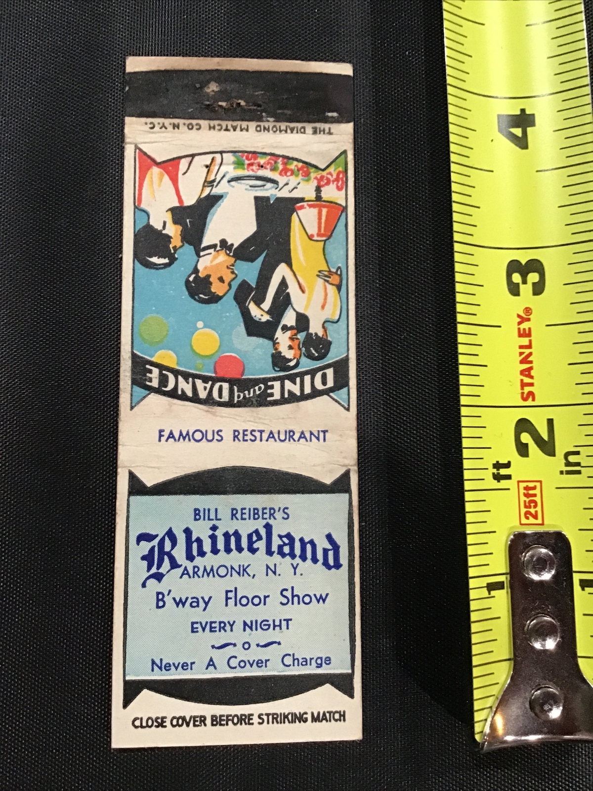 Bill Reiber’s Rhineland Armonk NY Dine Dance Ad Matchbook Cover