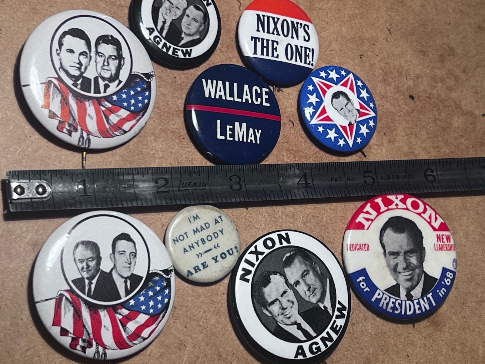 8 Vintage Political Buttons-Pin Backs