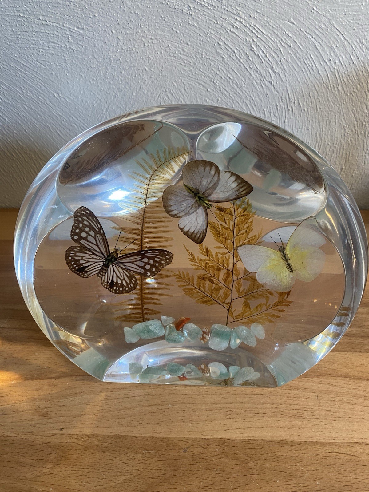 Vintage 70’s Lucite Sculpture Faceted Butterfly Garden