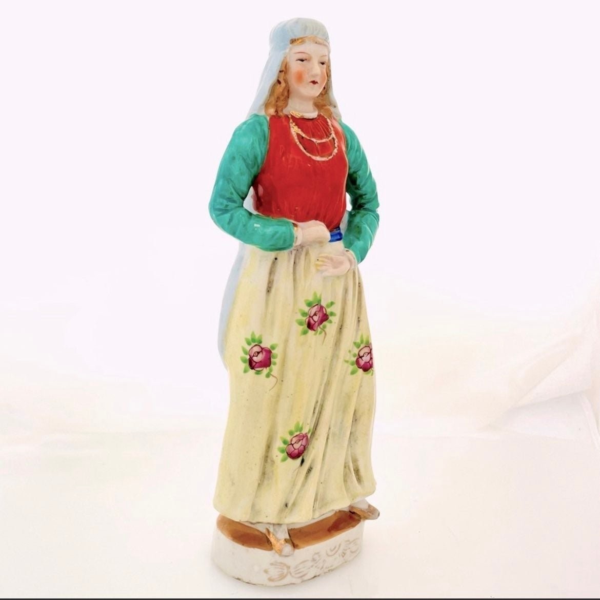 Antique 1920s Japanese Porcelain Woman Figurine Traditional Dress 10\