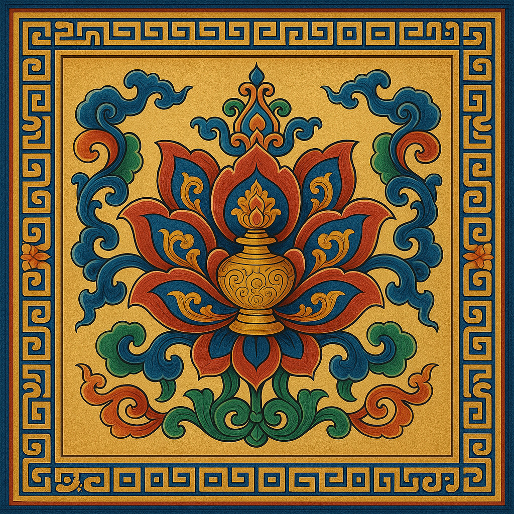 Tibetan Lotus Antique Mandala Art & Himalyan Beautiful Buddhist Digital painting