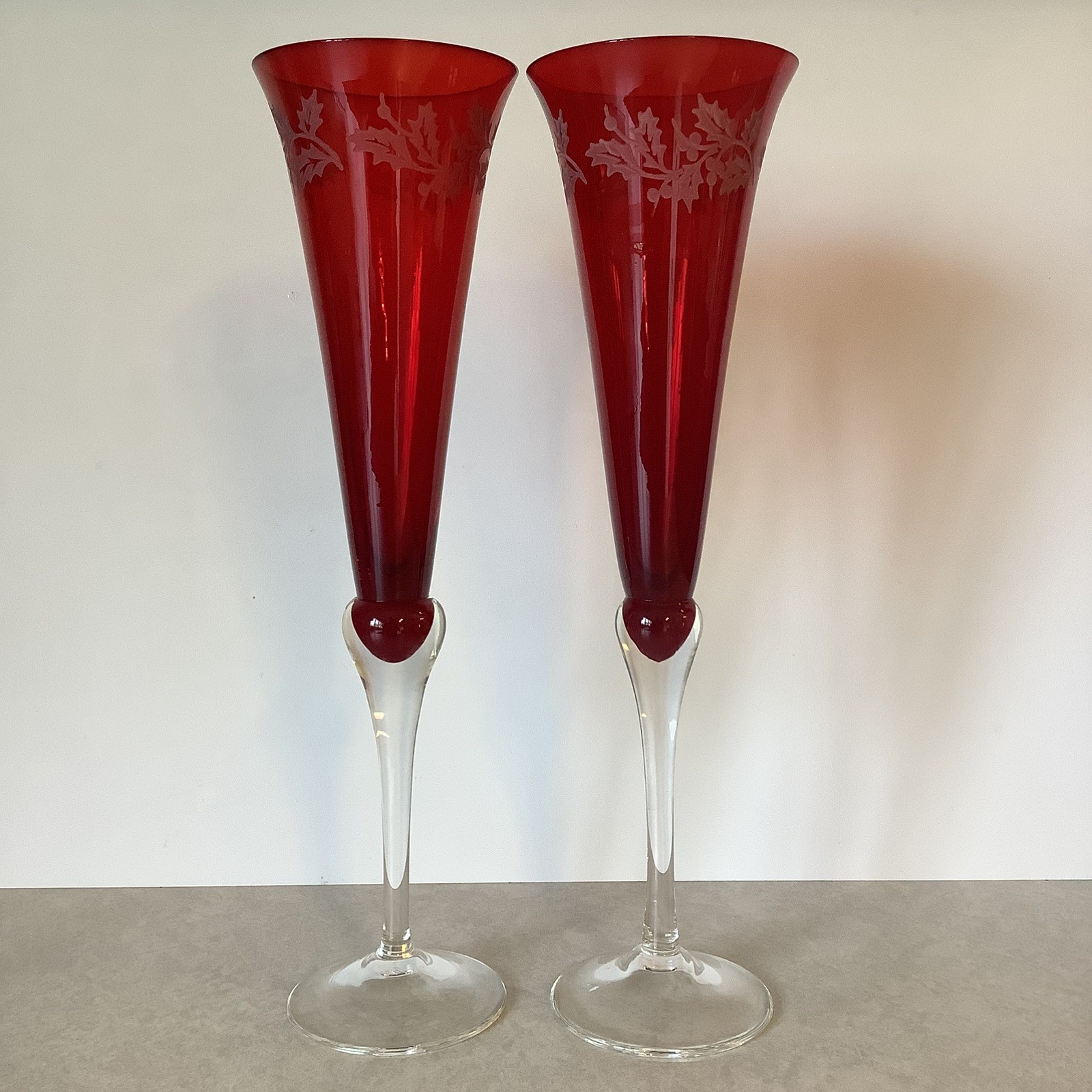 VTG LENOX Set of 2 CHRISTMAS Gems Ruby Red 11\