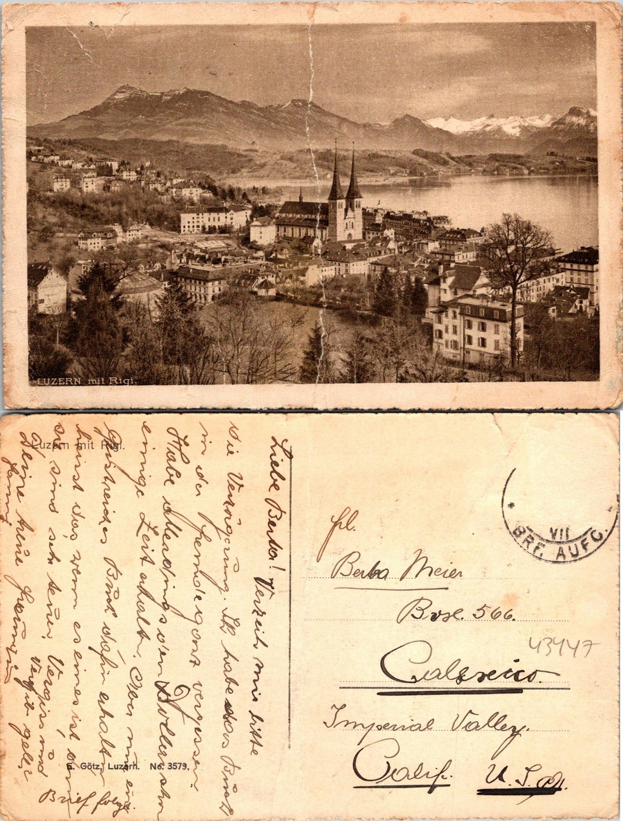 Lucerne and Mount Rigi Postcard Used (43447)